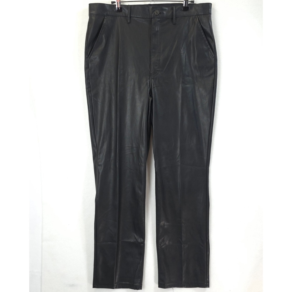 Sofia Jeans Eden Faux Leather Super High Rise Straight Pants Black Women 14 Edgy